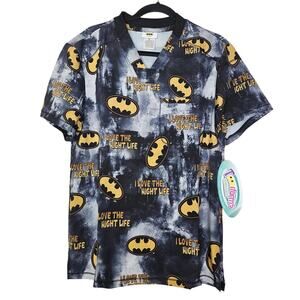NEW Tooniforms S Batman Scrub Top DC Comics Black Short Sleeve Medical Unisex